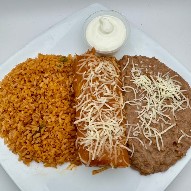 1 Tamal, Rice and Beans.